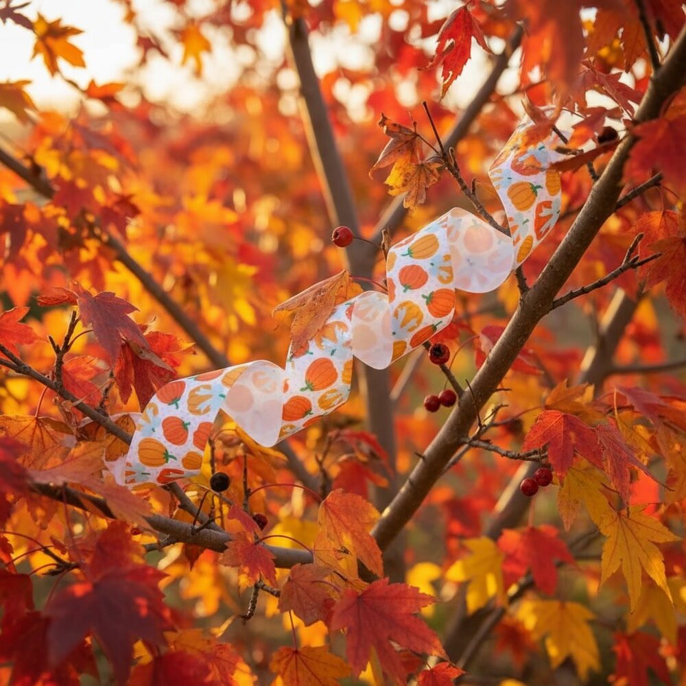 Pumpkins with Bows Ribbon Trimming Crafts 1 1/2 inch Fall Autumn Party Supplies